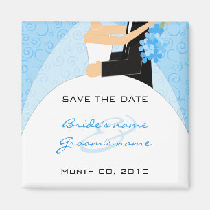 Cute Turquoise Save the Date magnets