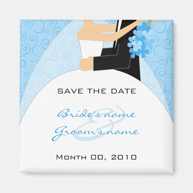 Cute Turquoise Save the Date magnets (Front)
