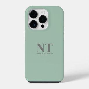Cute Turquoise simple Monogram initial modern iPhone 14 Pro Case
