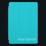 Cute Turquoise Solid Colour Personalised Name iPad Pro Cover<br><div class="desc">Cute Turquoise Solid Colour Personalised Name iPad Pro Cover</div>