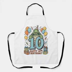 Cute Turtle 10th Birthday Vintage Party Design_1 Apron