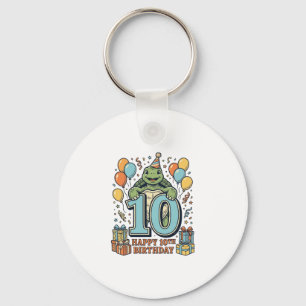 Cute Turtle 10th Birthday Vintage Party Design_1 Key Ring