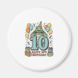 Cute Turtle 10th Birthday Vintage Party Design_1 Magnet