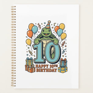 Cute Turtle 10th Birthday Vintage Party Design_1 Planner