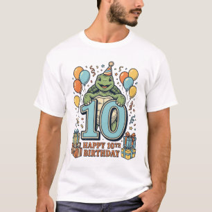 Cute Turtle 10th Birthday Vintage Party Design_1 T-Shirt