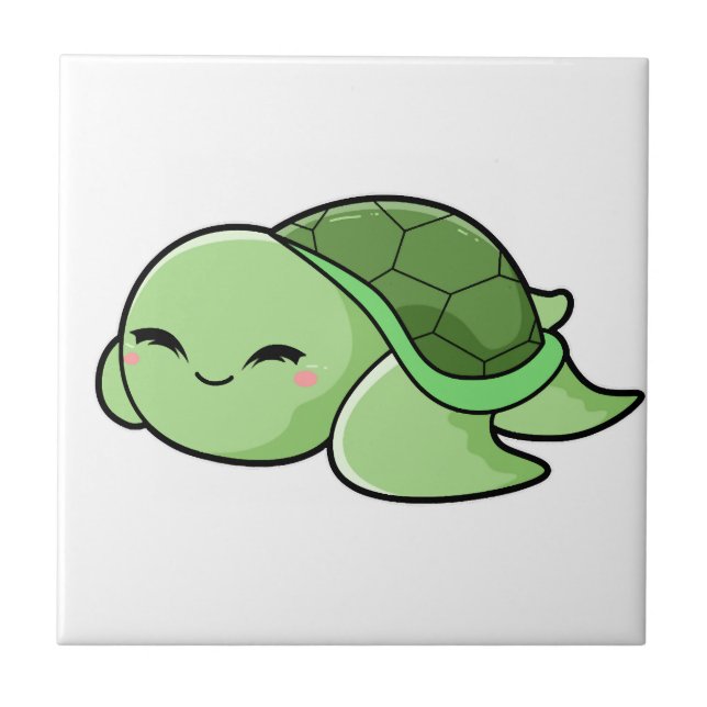 Cute Turtle 1 Ceramic Tile (Front)