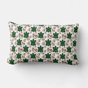 Cute Turtle and Floral Seamless Pattern Lumbar Cushion