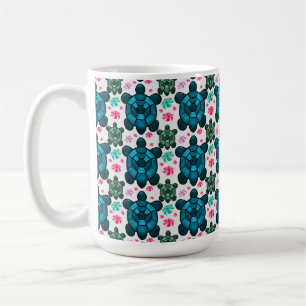 Cute Turtle and Floral Seamless Pattern  Notebook Coffee Mug