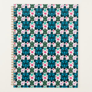 Cute Turtle and Floral Seamless Pattern Notebook Planner