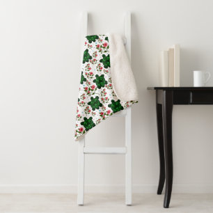 Cute Turtle and Floral Seamless Pattern  Sherpa Blanket