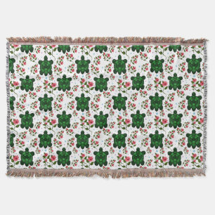 Cute Turtle and Floral Seamless Pattern  Throw Blanket