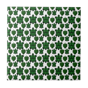 Cute turtle and leaves pattern ceramic tile