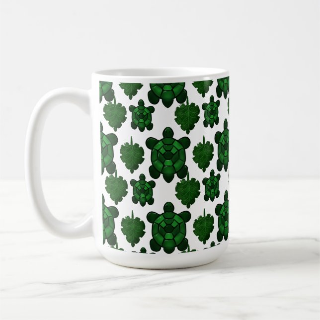 Cute turtle and leaves pattern  coffee mug (Left)