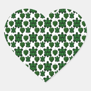 Cute turtle and leaves pattern  heart sticker