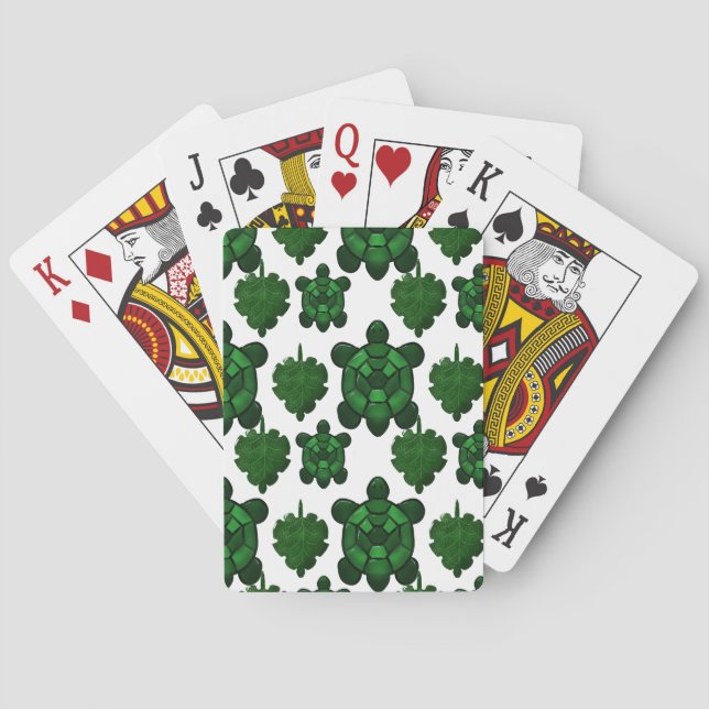 Cute turtle and leaves pattern  playing cards (Back)