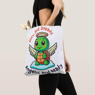 Cute Turtle Angel with Wings Cartoon Tote Bag