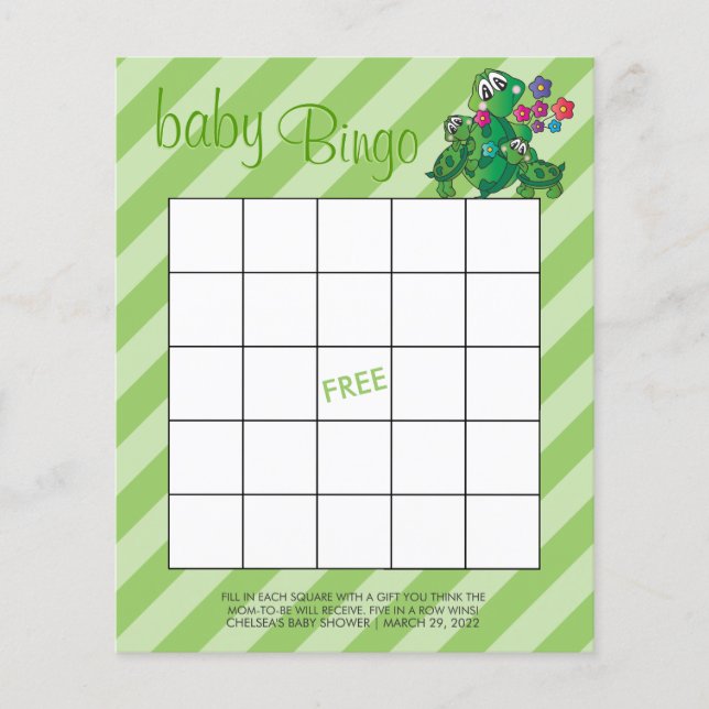 Cute Turtle 🐢 Baby Shower Game - Bingo Flyer (Front)