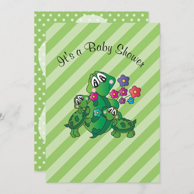 Cute Turtle Baby Shower Theme Invitation (Front/Back)