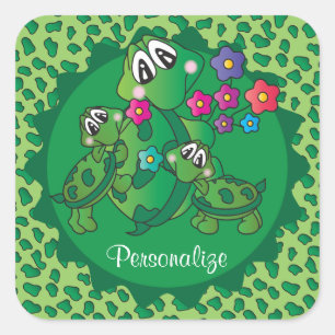 Cute Turtle Baby Shower Theme Square Sticker