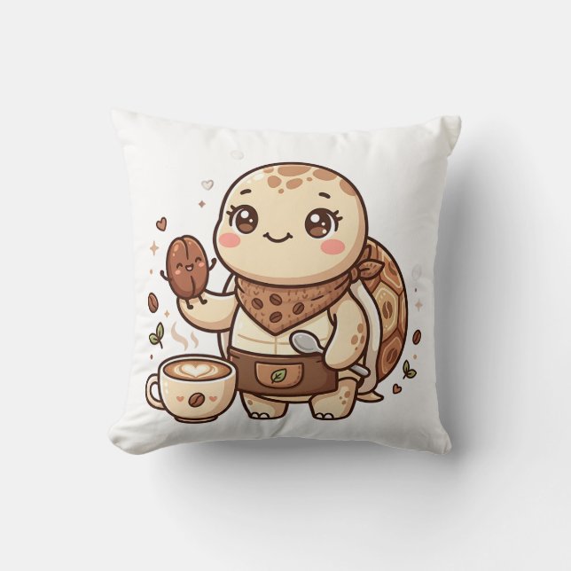 Cute Turtle Bean Spoon Throw Pillow (Front)