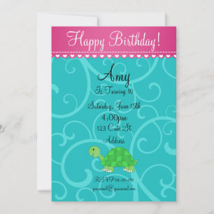 Cute turtle birthday invitation