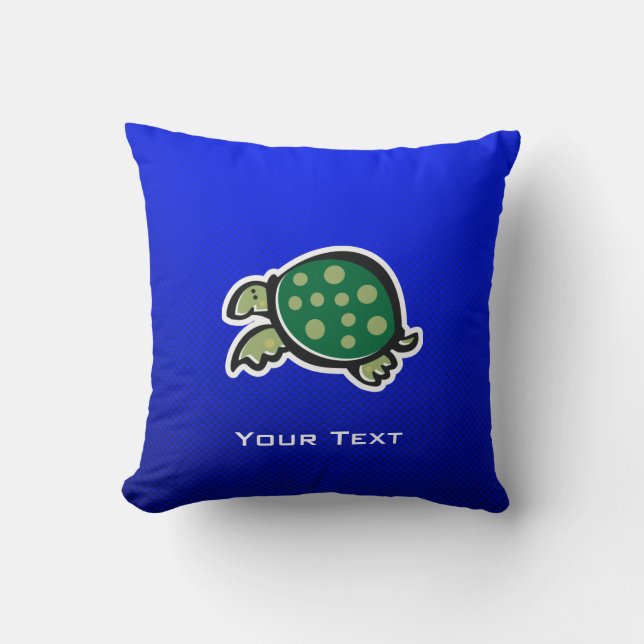 Cute Turtle; Blue Cushion (Front)