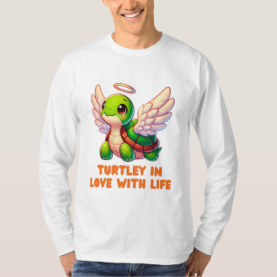 Cute Turtle Cartoon Angel Wings Halo T-Shirt