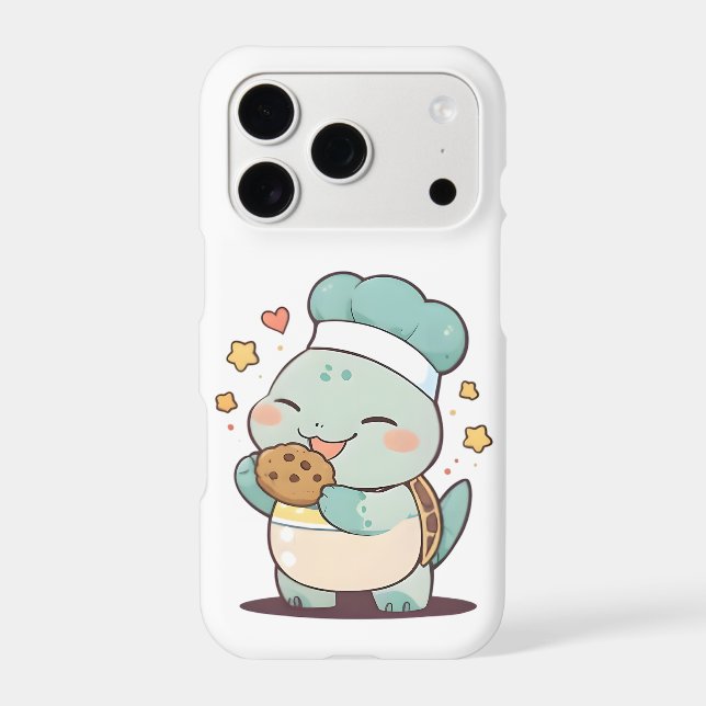 Cute Turtle Chef Eating Cookie Kawaii Design (Back)