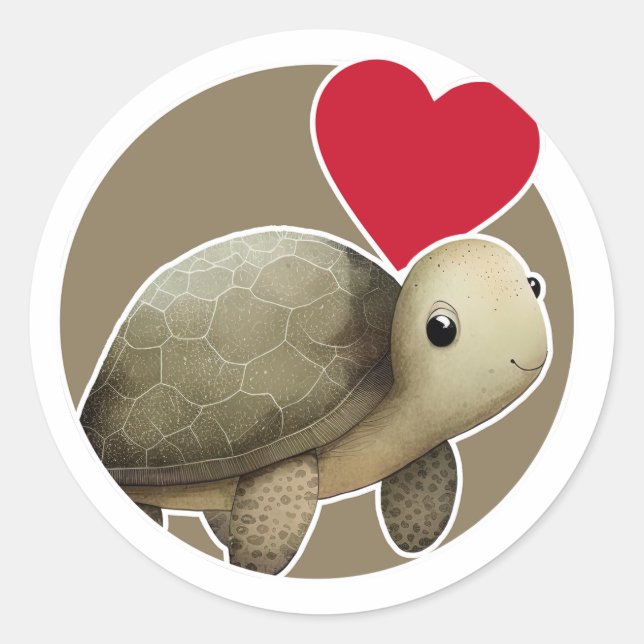 Cute Turtle Classic Round Sticker (Front)