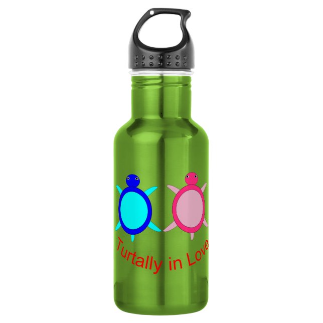 Cute Turtle Couple 532 Ml Water Bottle (Front)