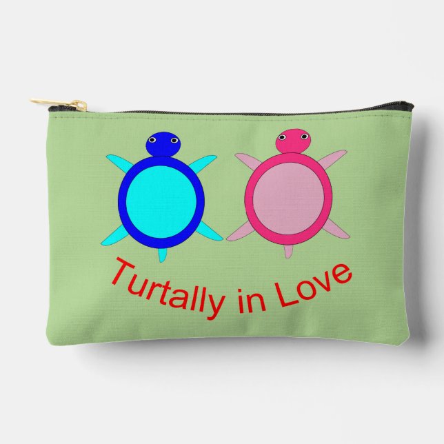 Cute Turtle Couple Accessory Pouch (Front)