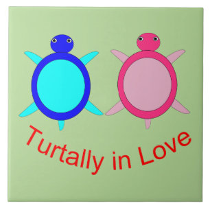 Cute Turtle Couple Ceramic Tile