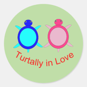 Cute Turtle Couple Classic Round Sticker