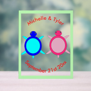 Cute Turtle Couple Custom Wedding Acrylic Sign