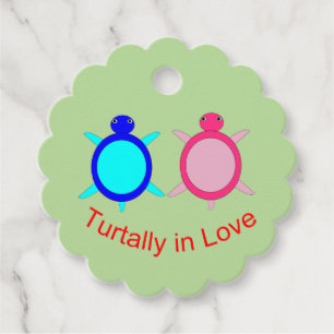 Cute Turtle Couple Custom Wedding Favour Tags