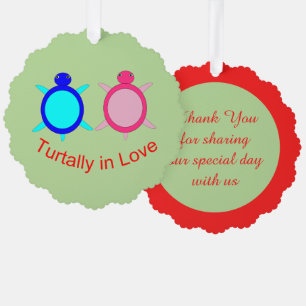 Cute Turtle Couple Custom Wedding Tree Decoration Card