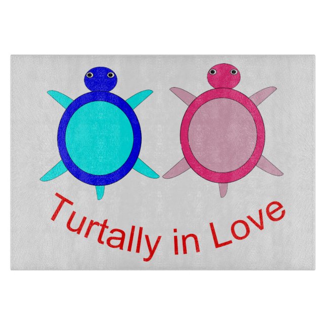 Cute Turtle Couple Cutting Board (Front)