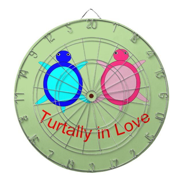 Cute Turtle Couple Dartboard (Front)
