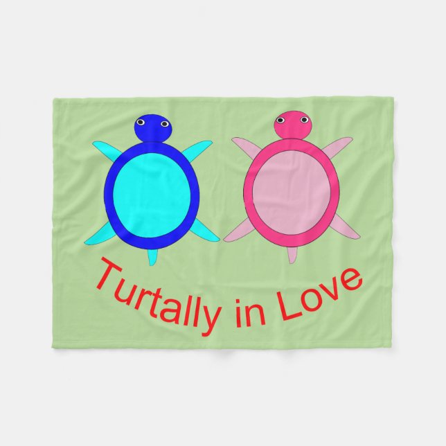 Cute Turtle Couple Fleece Blanket (Front (Horizontal))