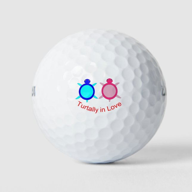 Cute Turtle Couple Golf Balls (Front)
