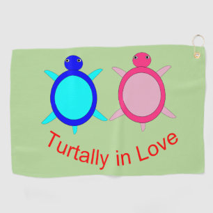 Cute Turtle Couple Golf Towel
