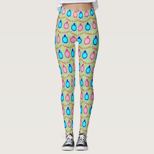 Cute Turtle Couple Leggings (Front)
