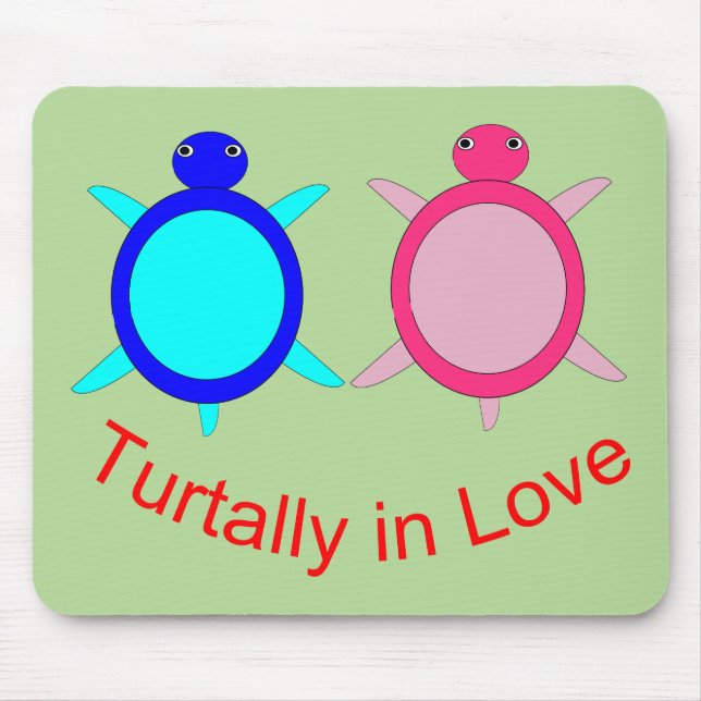 Cute Turtle Couple Mouse Pad (Front)
