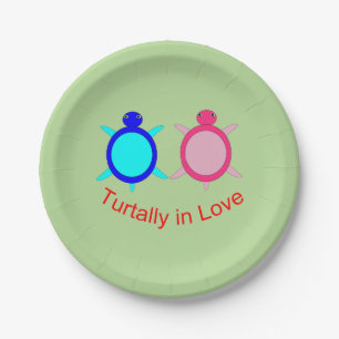 Cute Turtle Couple Paper Plate