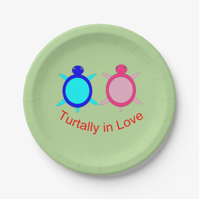 Cute Turtle Couple Paper Plate (Front)