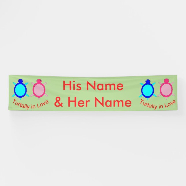 Cute Turtle Couple Personalised Banner (Horizontal)