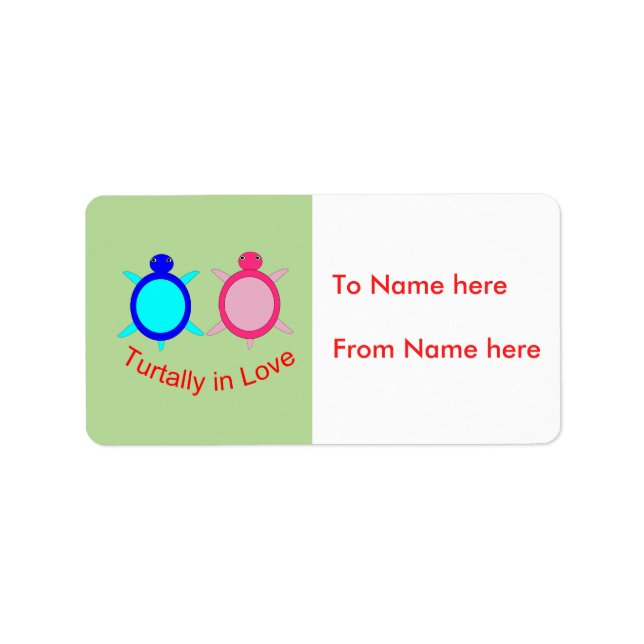 Cute Turtle Couple Personalised Present Tags (Front)