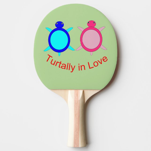 Cute Turtle Couple Ping Pong Paddle (Front)