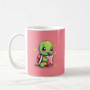 Cute turtle drinking boba. Funny Boba Turtles Love Coffee Mug