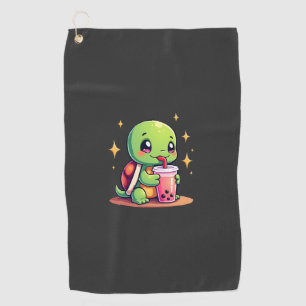 Cute turtle drinking boba. Funny Boba Turtles Love Golf Towel